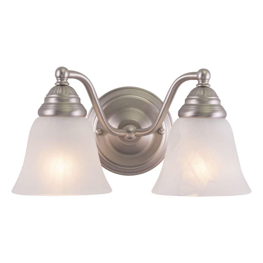 Standford 13 in. W 2-Light Brushed Nickel Vanity Light Fixture Traditional White Alabaster Glass Bathroom Wall Lighting price history on PriceWatchPro
