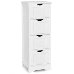 12 in. W x 12 in. D x 32.5 in. H Freestanding Linen Cabinet Bathroom Floor Cabinet in White with 4-Drawers