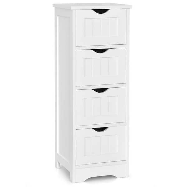Bunpeony 12 in. W x 12 in. D x 32.5 in. H Freestanding Linen Cabinet Bathroom Floor Cabinet in White with 4-Drawers
