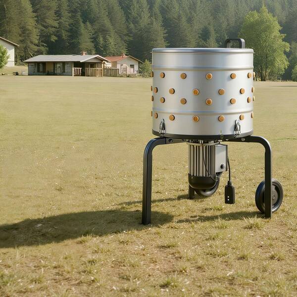 Stainless Steel Chicken Plucker – 92 Silicone Fingers, 20″ Drum Diameter, Mobile With Wheels & Remote Control, Heavy Duty