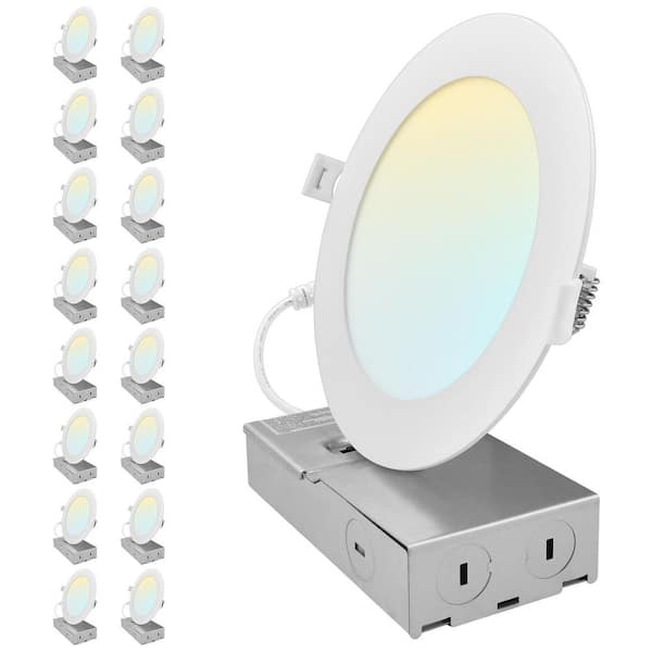 6 in. Integrated LED Recessed Light Canless Spotlight 10/13/15-Watt 5CCT 800/1050/1250LM IC Rated Wet Rated ETL 16 Pack
