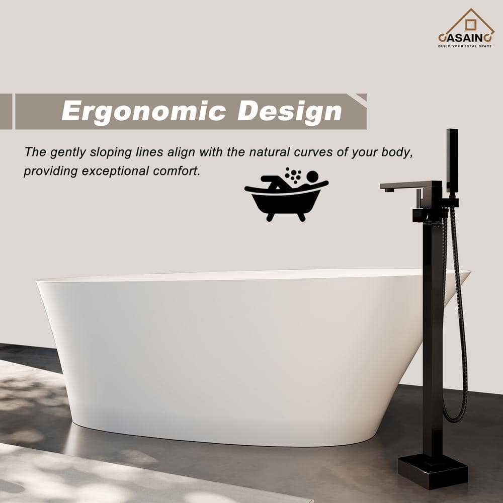 65'' Matte White Solid Surface Freestanding Bathtub