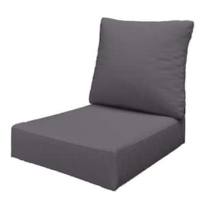 24 in. x 24 in. x 6.5 in. Outdoor Repacement Deep Seating Lounge Chair Cushion with Backrest Grey