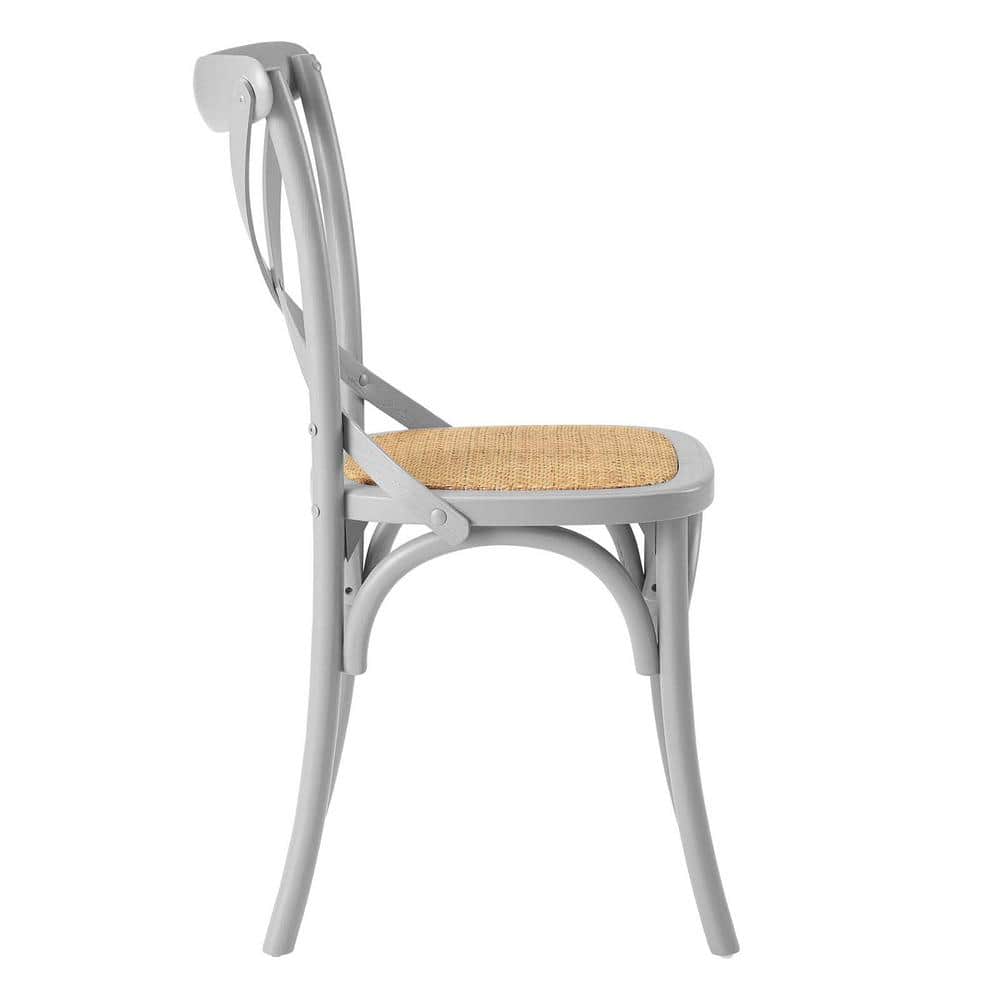 Light Gray High Cross Back Wood Side Chair