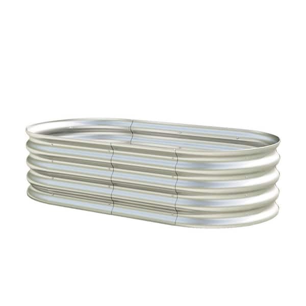 Unbranded 48 in. x 24 in. x 12 in. Oval Large Galvanized Steel Raised Bed for Plants, Vegetables and Flowers, 2-Pack
