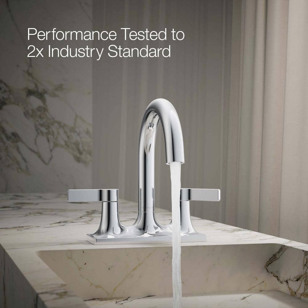 Polished Chrome Brass Centerset Bathroom Faucet with Lever Handles