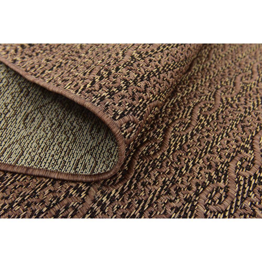 Easy-Care Washable Brown Stripe Synthetic Outdoor Rug 8' x 11'4"