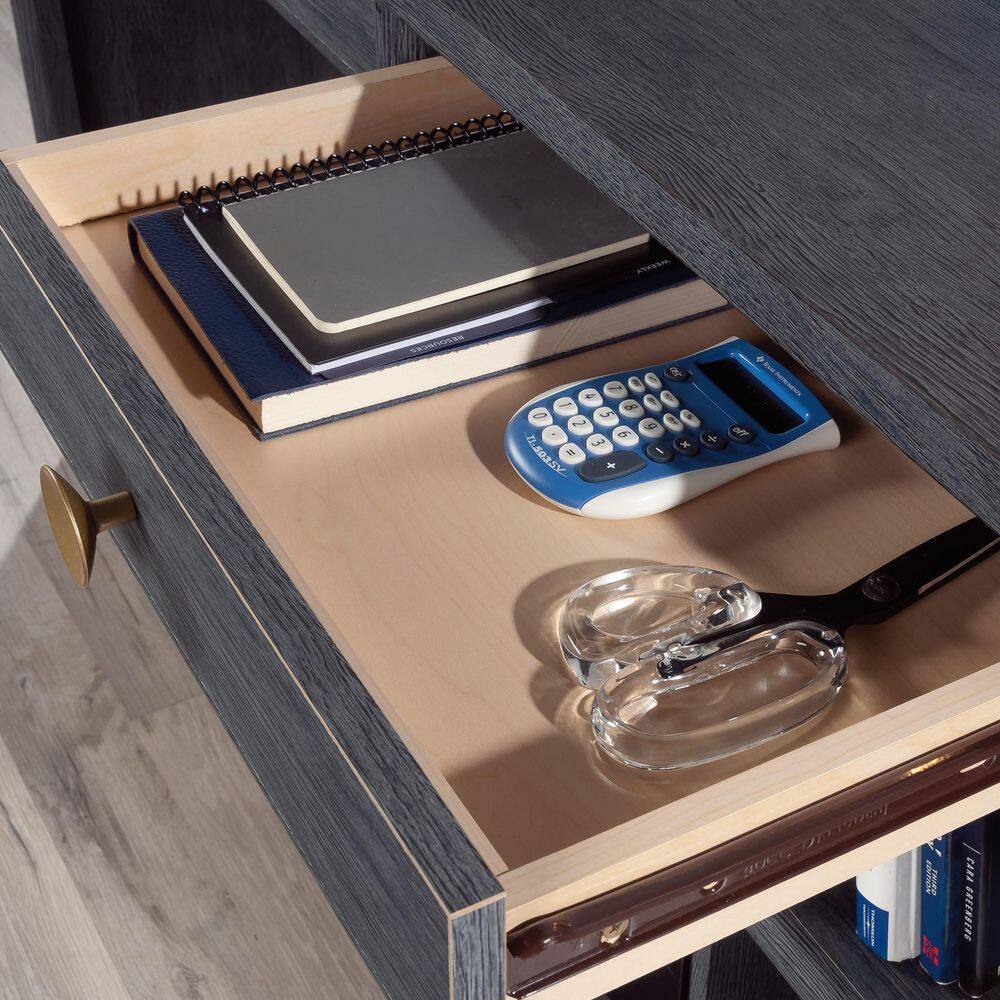 Denim Oak Computer Desk with Drawers and Shelves