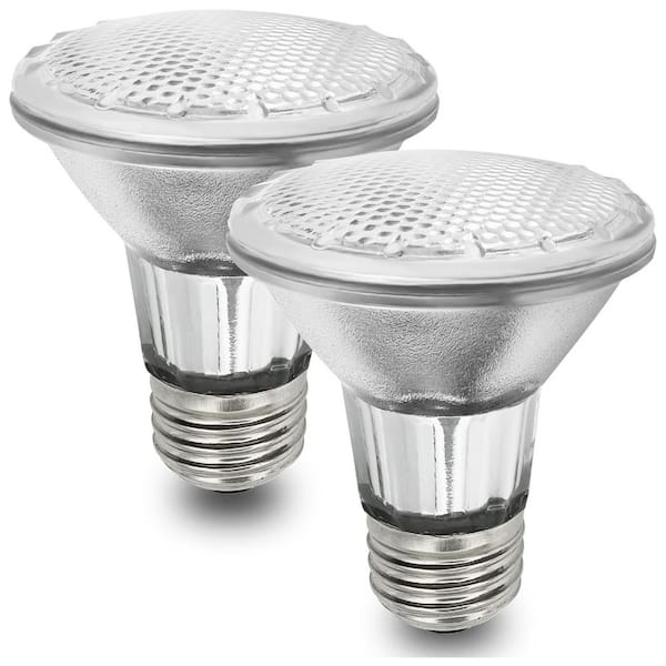 2-Pack 50W PAR20 Halogen Flood Light Bulbs, 120V, E26 Base, 700 Lumens, 3000K Warm White, Dimmable