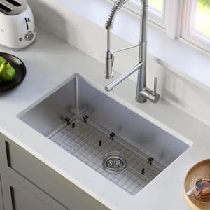 EL-75 Stainless Steel 30 in. Single Bowl Undermount Kitchen Sink Kit
