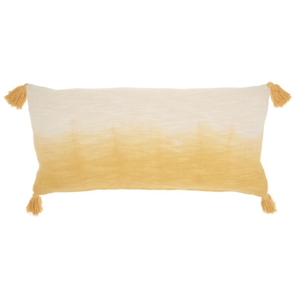 Mina Victory Lifestyles Mustard Stripes & Plaids 14 in. x 30 in. Rectangle Throw Pillow