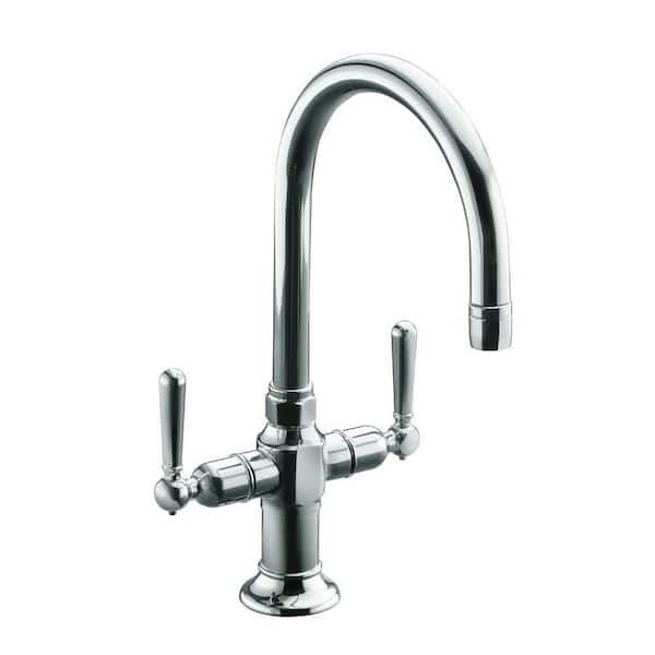 KOHLER HiRise 2-Handle Bar Faucet in Polished Stainless Steel