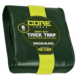 40 ft. x 80 ft. Green/Black 8 Mil Heavy Duty Polyethylene Tarp, Waterproof, UV Resistant, Rip and Tear Proof