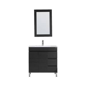 18.00 in. W x 32.00 in. D x 32.00 in. H Single Sink Bath Vanity in Black Cabinet with White Ceramic Top and Mirror