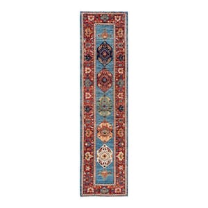 Serapi One-of-a-Kind Traditional Light Blue 2 ft. x 10 ft. Runner Hand Knotted Tribal Area Rug