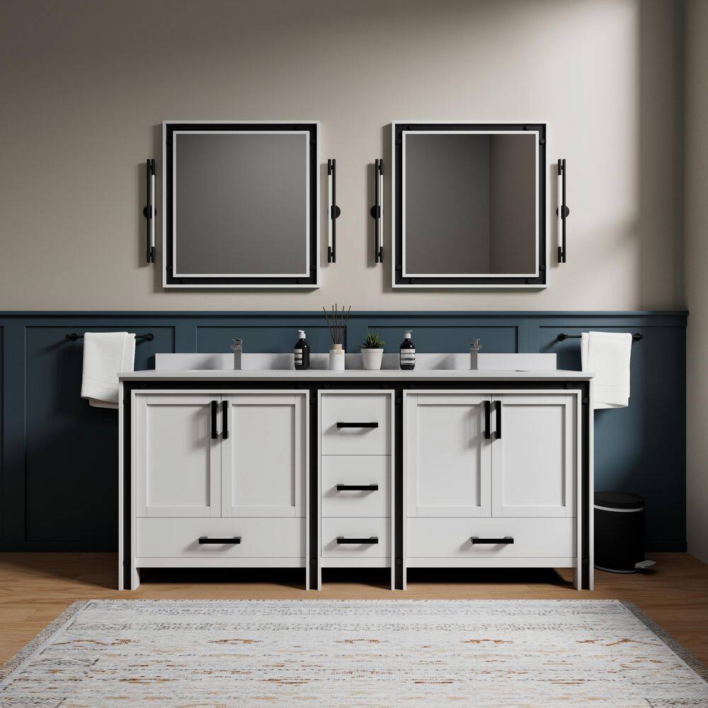 Ziva 80 in W x 22 in D White Double Bath Vanity and Cultured Marble Top price history on PriceWatchPro