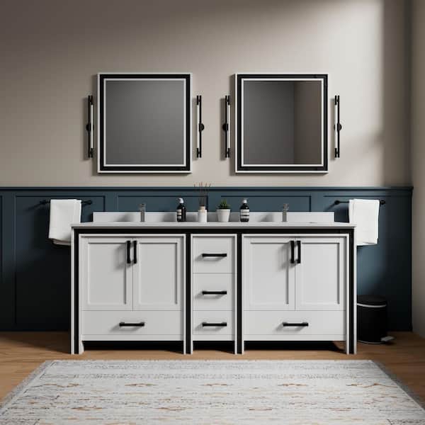 Lexora Ziva 80 in W x 22 in D White Double Bath Vanity and Cultured Marble Top