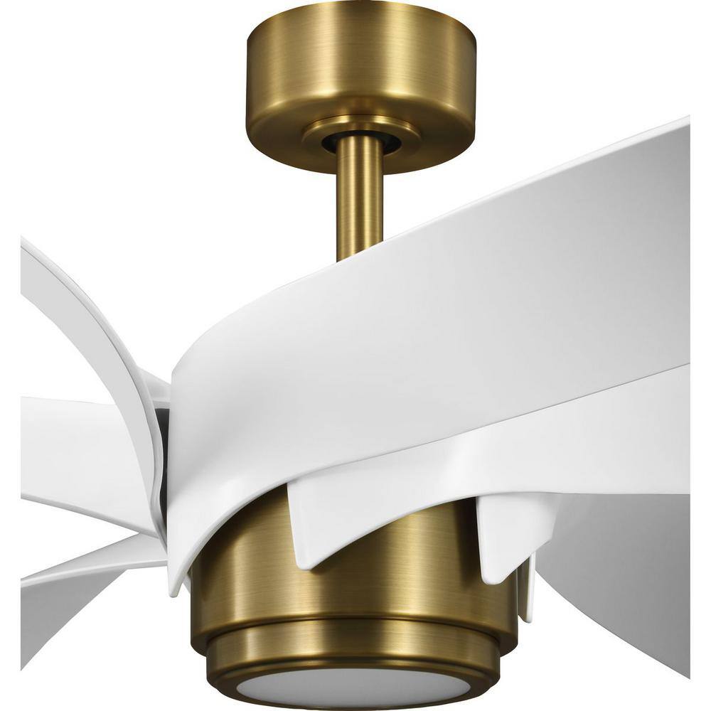 Insigna 72'' Brass and White 6-Blade LED Ceiling Fan with Remote
