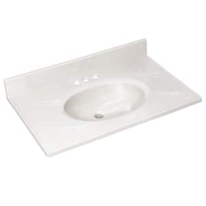 31 in. W x 19 in. D Cultured Marble Vanity Top in White on White with White on White Basin