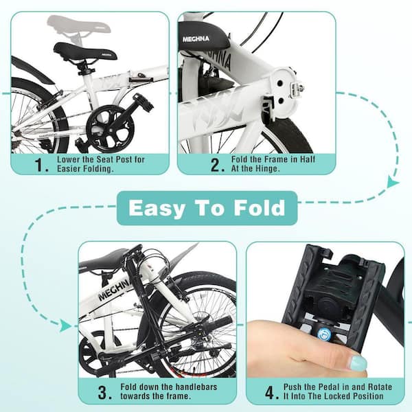 Tenleaf 20 in. Folding City Bike for Adults-6-Speed Steel Frame