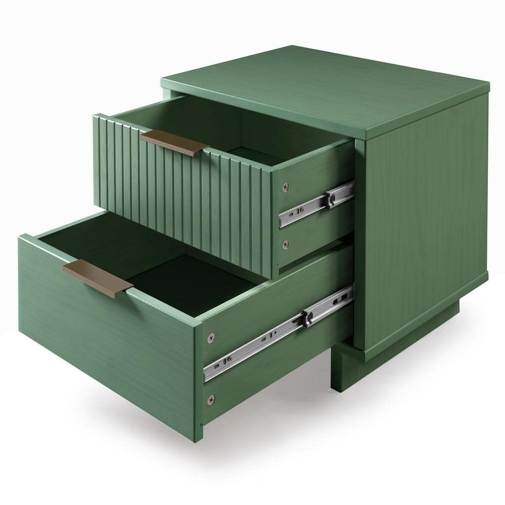 Granville Sage Green Modern Nightstand with Ribbed Drawer Front