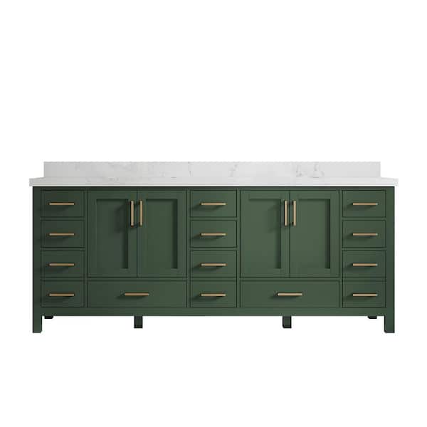 Willow Collections Malibu 84 in. W x 22 in. D x 36 in. H Double Sink Bath Vanity in Lafayette Green with 2 in. Empira Quartz Top
