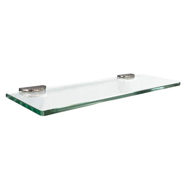 CRAFT + MAIN 5 in. x 15 in. Rectangular Glass Shelf in Silver