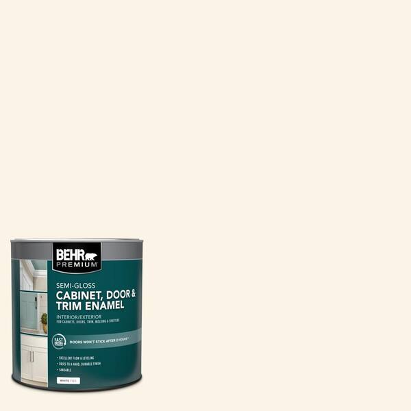 BEHR PREMIUM 1 qt. #W-D-200 Pot of Cream Semi-Gloss Enamel Interior/Exterior Cabinet, Door & Trim Paint