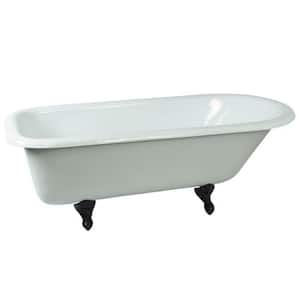 67 in. Cast Iron Oil Rubbed Bronze Roll Top Clawfoot Bathtub in White