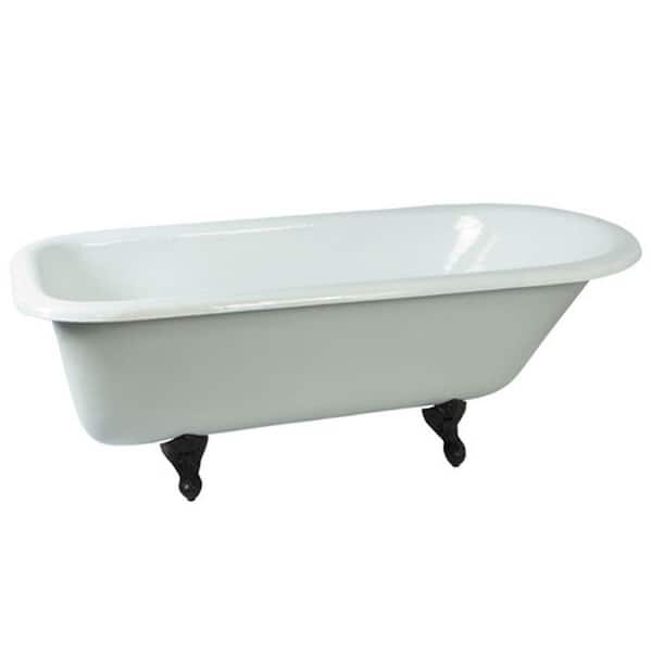 Aqua Eden 67 in. Cast Iron Oil Rubbed Bronze Roll Top Clawfoot Bathtub in White