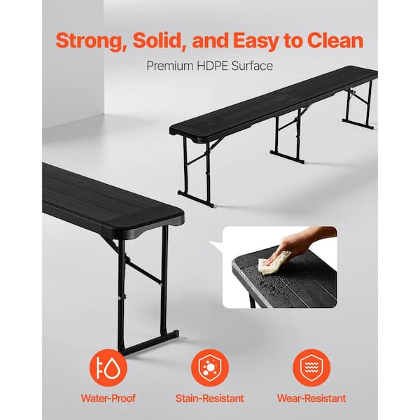 SKYSHALO Plastic Folding Bench, 6 ft. Portable for Picnic Party