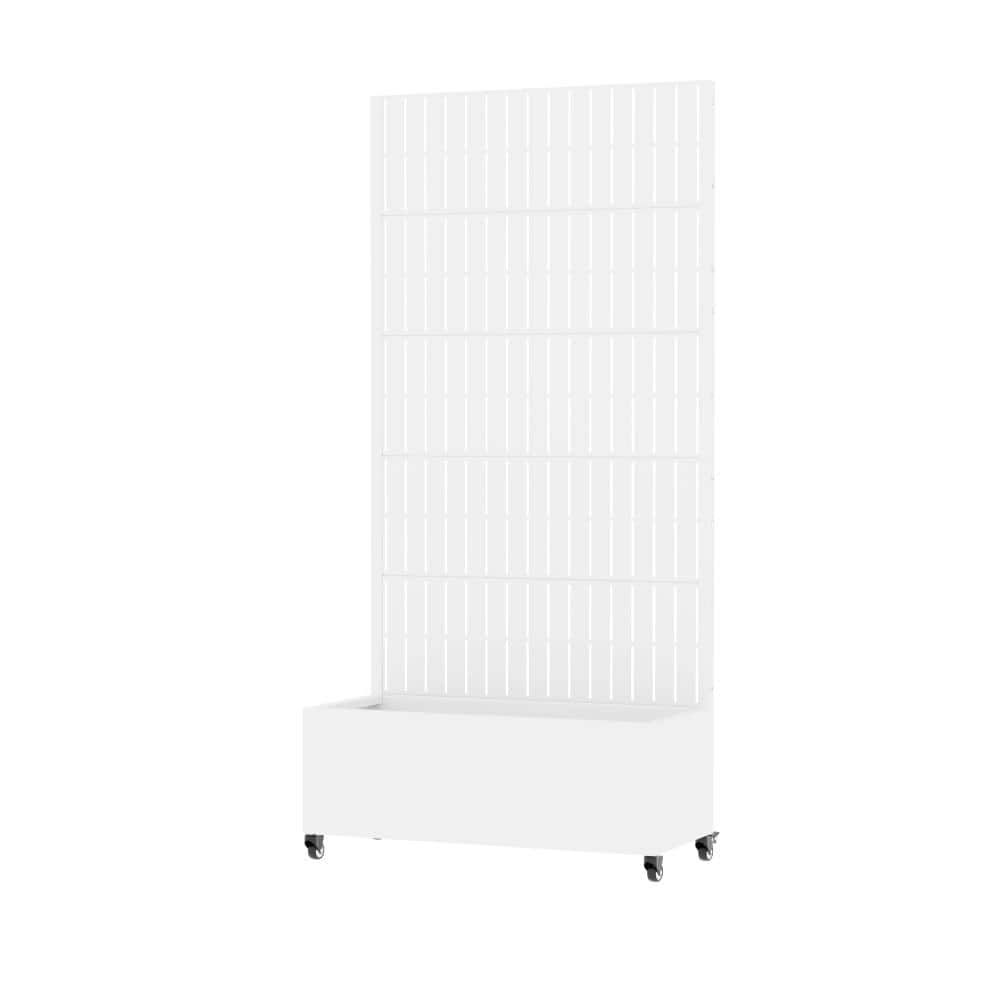 72 in. H x 35 in. W White Outdoor Galvanized Steel Privacy Screen Planter Box Trellis with Detachable Wheels price history on PriceWatchPro