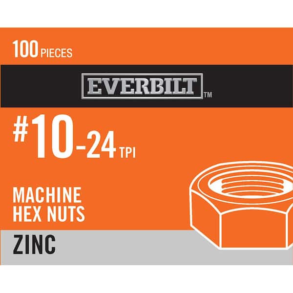 Everbilt #10-24 Zinc Plated Machine Screw Nut (100-Pack)