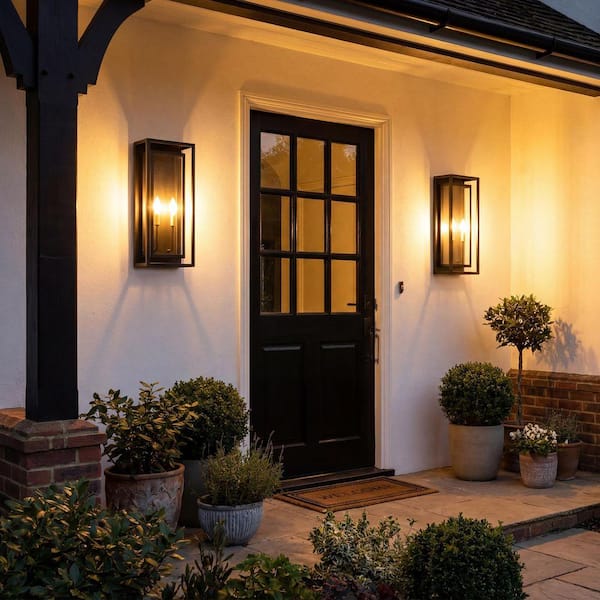 pasentel 2-Light 20 in. Large Matte Black Wall Lantern Outdoor