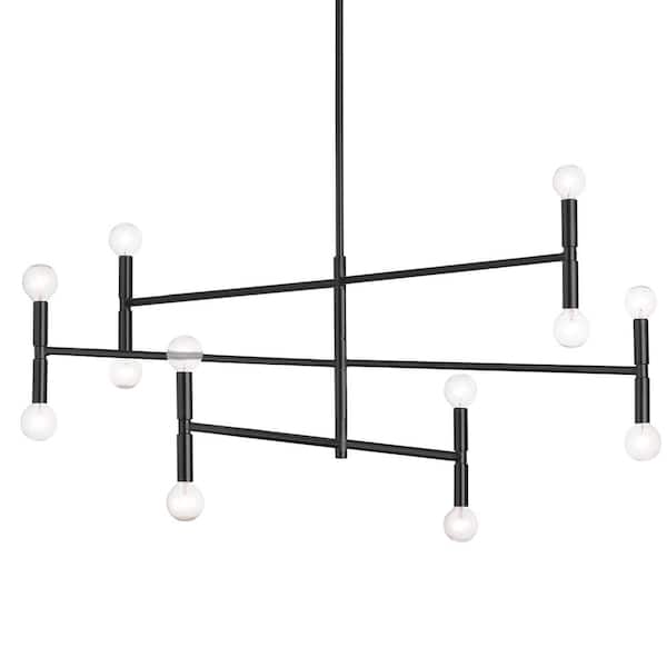 Dainolite Ava 12-Light Matte Black 40in Incandescent Chandelier