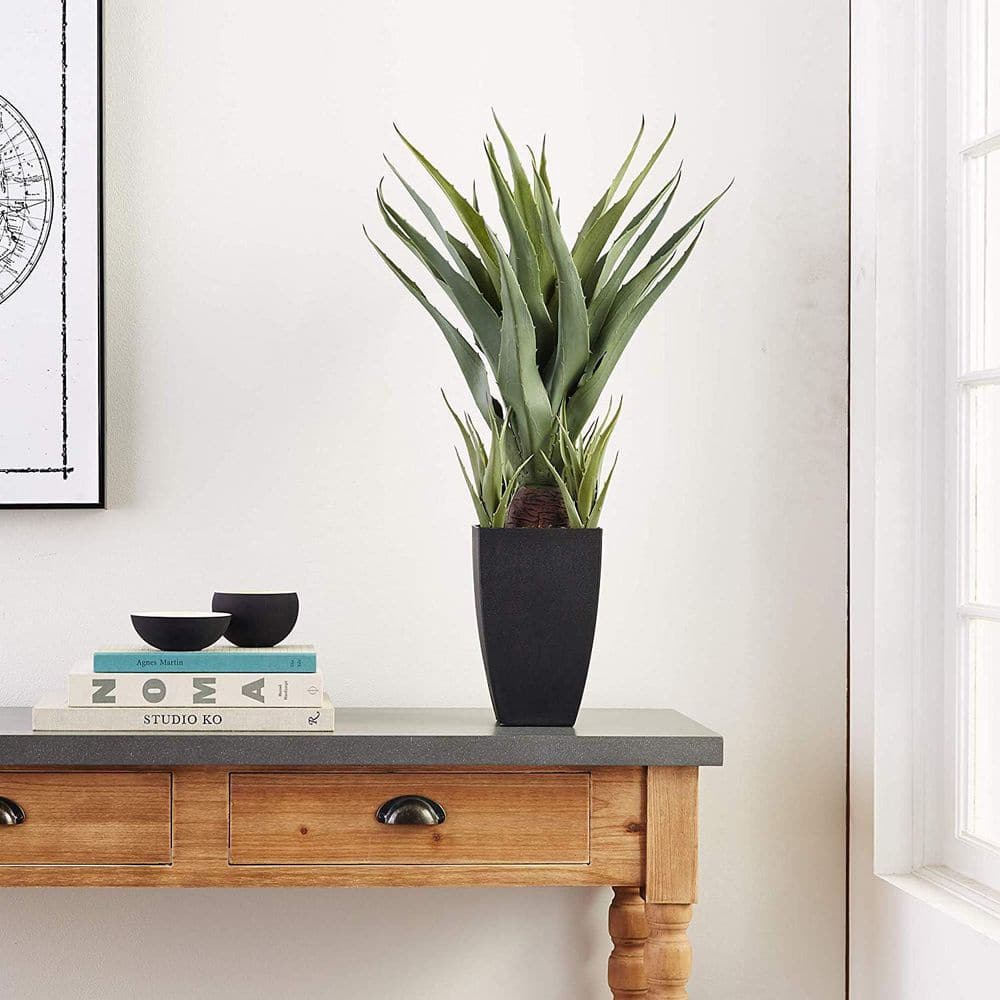 40 in. Artificial Green Indoor/Outdoor Agava Plant, Faux Succulent Accent, Decorative Bold Green Display