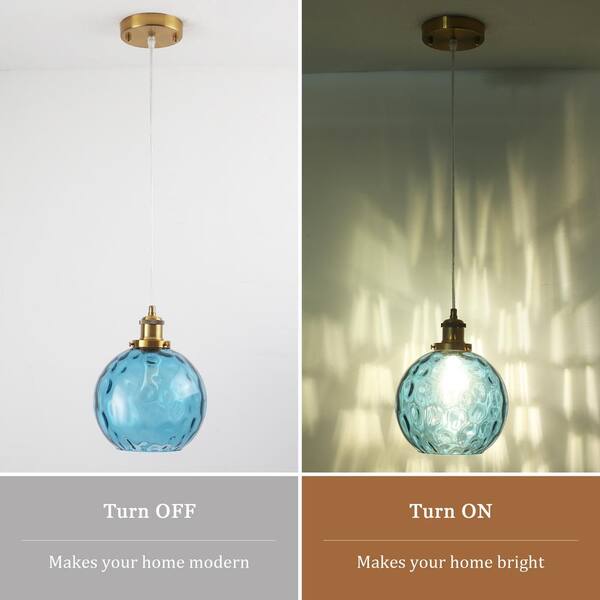 ADSENSTY Light Blue Modern Globe Single Pendant Lighting With