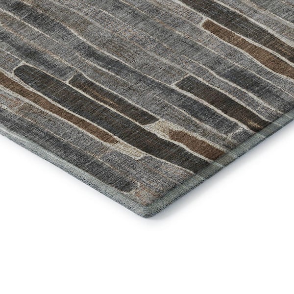 Mayfield Premium Machine Washable Abstract AMF1301 Pewter 3 ft. x 5 ft. Area Rug