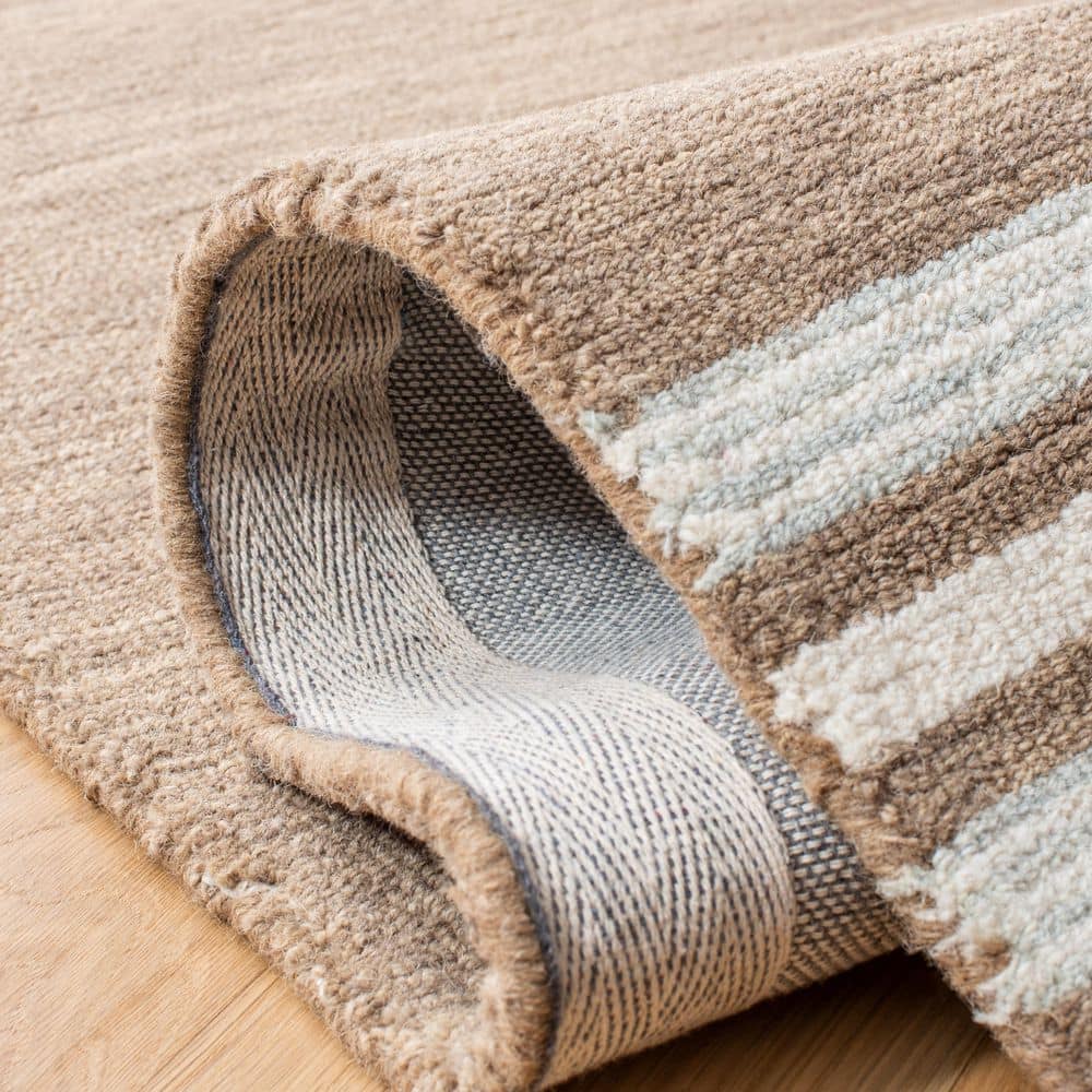 Ivory and Brown Hand-Tufted Wool Rectangular Rug
