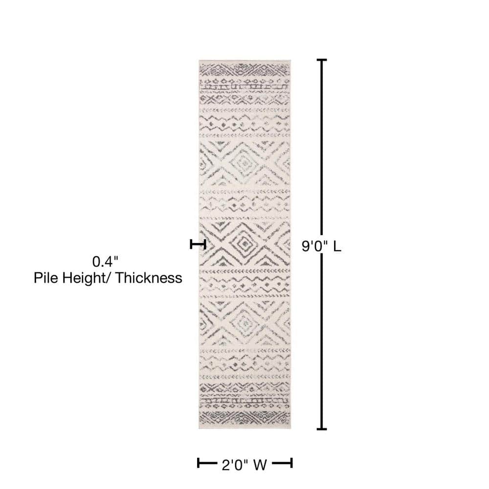 Ivory Boho-Chic Hand-Knotted Synthetic Area Rug