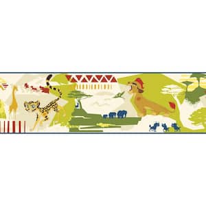 Yellow, Green, Red, Beige Animals Prepasted Wallpaper Border