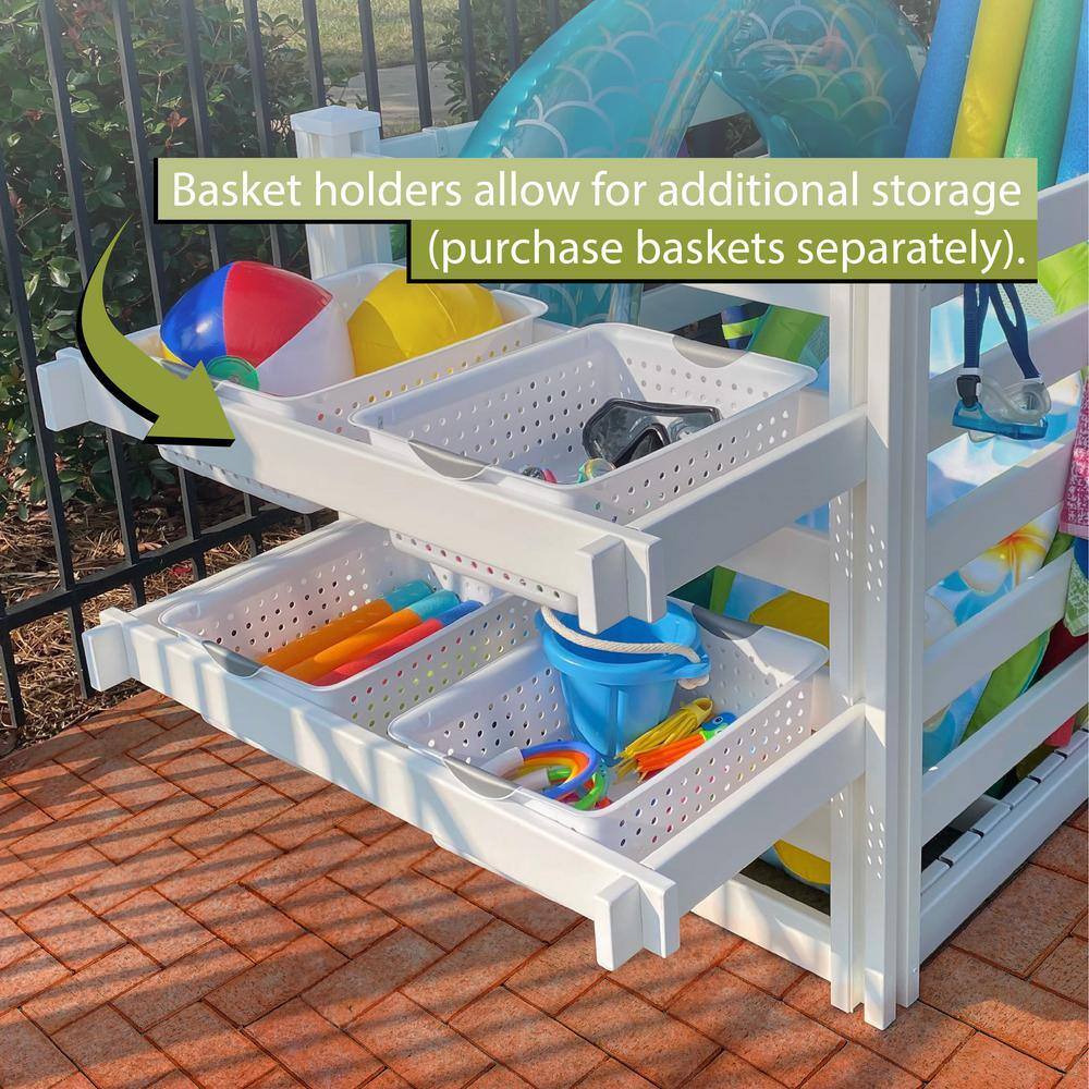 White UV Resistant Vinyl Outdoor Pool Float Storage Organizer
