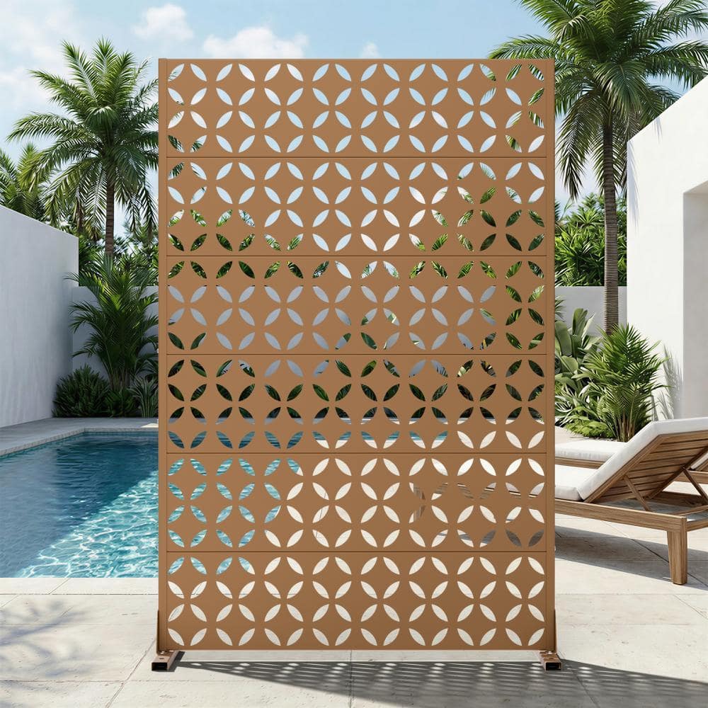 47 in. W x 72 in. H Brown Galvanized Steel Freestanding Coin Cut Garden Privacy Screen (1-Pack) price history on PriceWatchPro