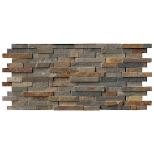 Multi-Color 8 in. x 18 in. x 10 mm Interlocking Tumbled Slate Mosaic Tile (10 sq. ft./case)