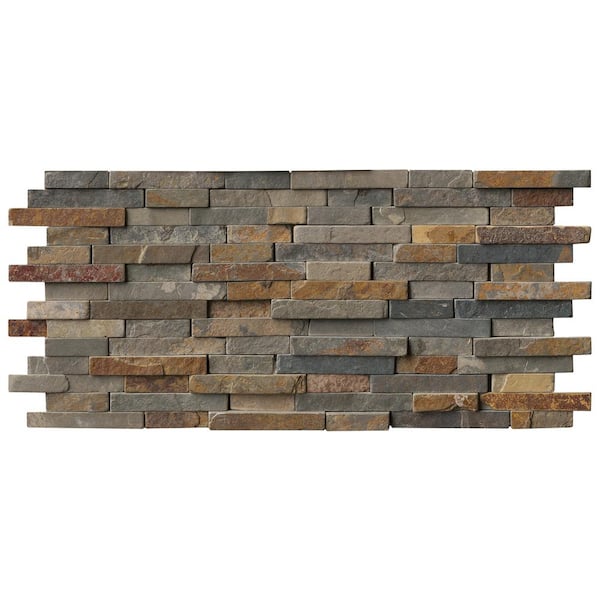 MSI Multi-Color Interlocking 8.25 in. x 19 in. Textured Slate Patterned Look Floor and Wall Tile (10 sq. ft./Case)