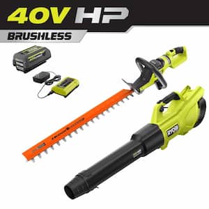 40V HP Brushless Cordless Battery 600 CFM 155 Leaf Blower & 26 in. Hedge Trimmer w/ 4.0 Ah Battery & Charger