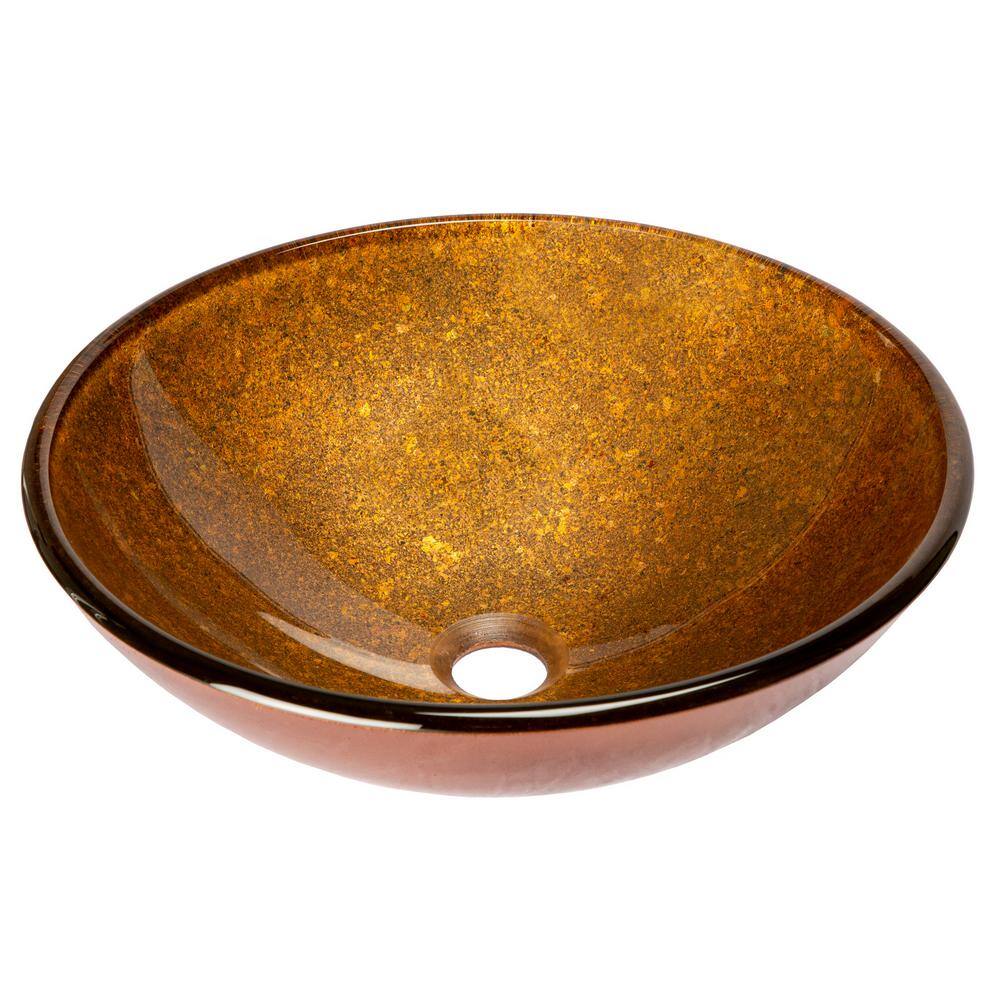 Bronze Tempered Glass Round Above-Counter Bathroom Sink