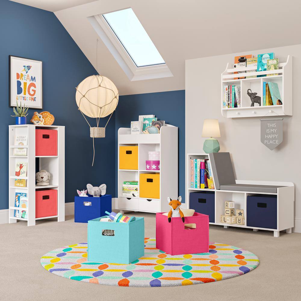 White Kids Bookshelf and Toy Organizer with Cubbies
