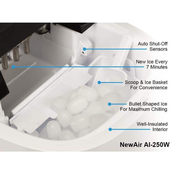 NewAir AI-250W 50 lb. Portable Countertop Ice Maker - White