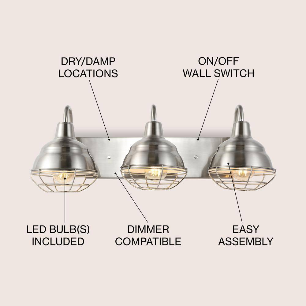 Levi Industrial Rustic 24.5" Nickel LED Vanity Light